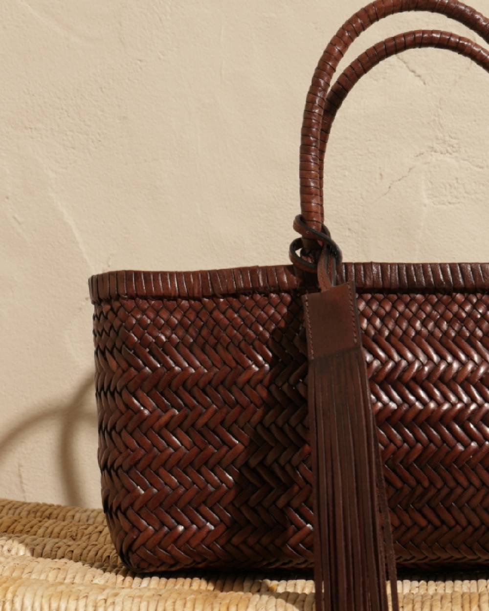 Manebí Borsa Tote Intrecciata in Pelle - Dark Brown Smaltimento dello stoccaggio