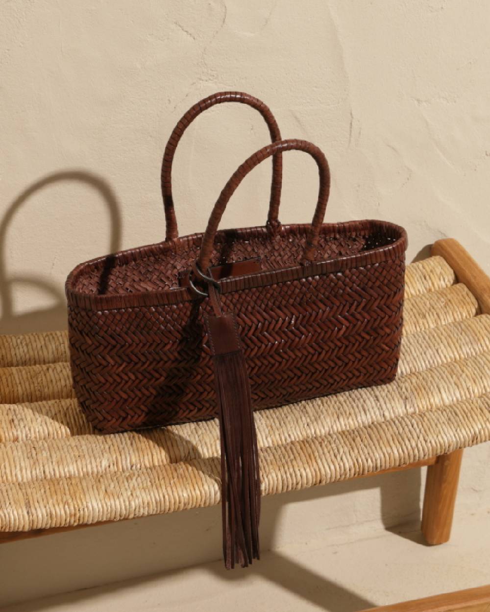 Manebí Borsa Tote Intrecciata in Pelle - Dark Brown Smaltimento dello stoccaggio