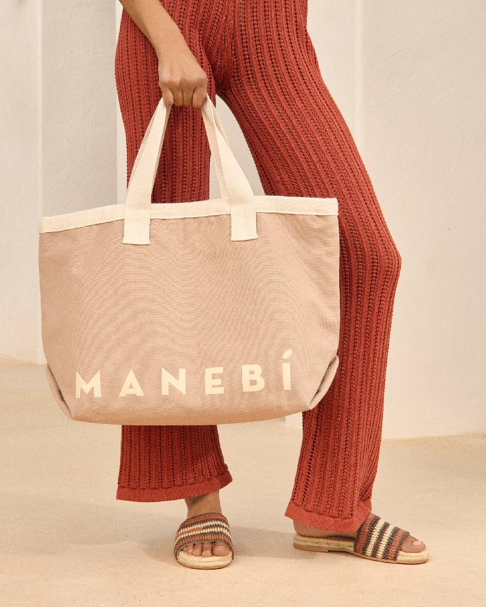 Manebí Canvas California Tote Bag - Desert With Ecru Logo Offerta migliore