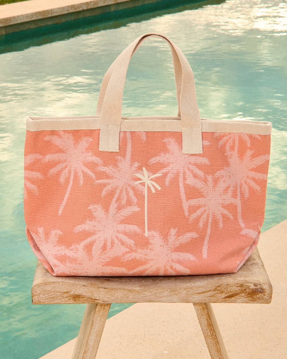 Manebí Canvas California Tote Bag - Sunbaked \u0026 Cream Pink Maxi Palm Online Outlet