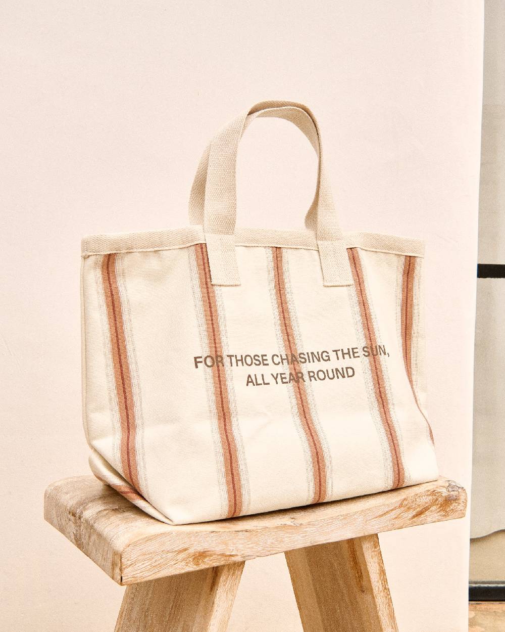 Manebí Canvas California Tote Bag - Cocoa Beige Multistripes Offerta temporanea