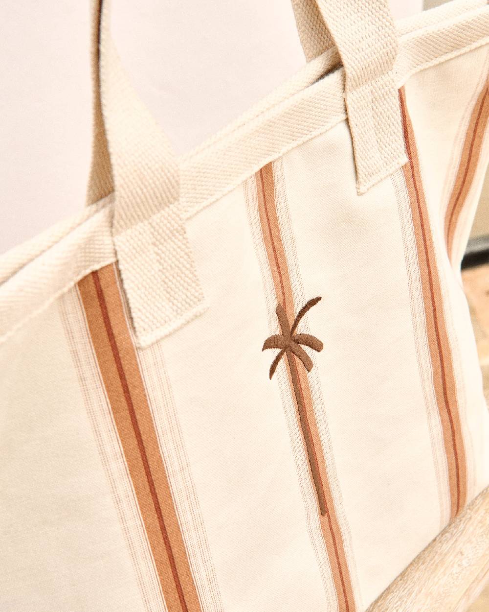 Manebí Canvas California Tote Bag - Cocoa Beige Multistripes Offerta temporanea