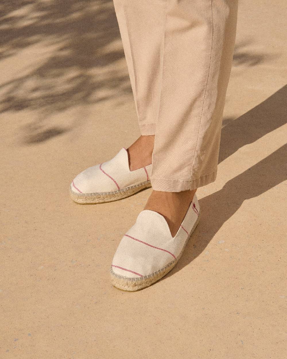 Manebí Woven Canvas Espadrilles - Red Micro Stripes On Beige Bestseller