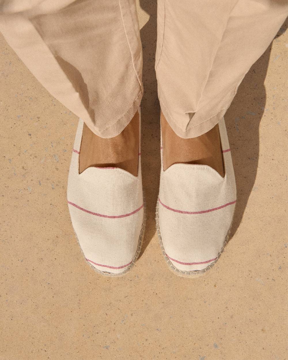 Manebí Woven Canvas Espadrilles - Red Micro Stripes On Beige Bestseller