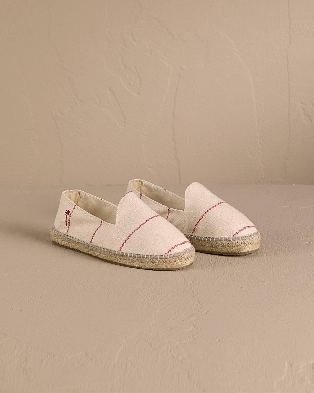 Manebí Woven Canvas Espadrilles - Red Micro Stripes On Beige Bestseller