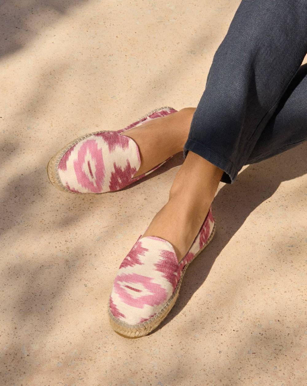Manebí Dyed Cotton Espadrilles - Pink And White Ikat Offerte giornaliere
