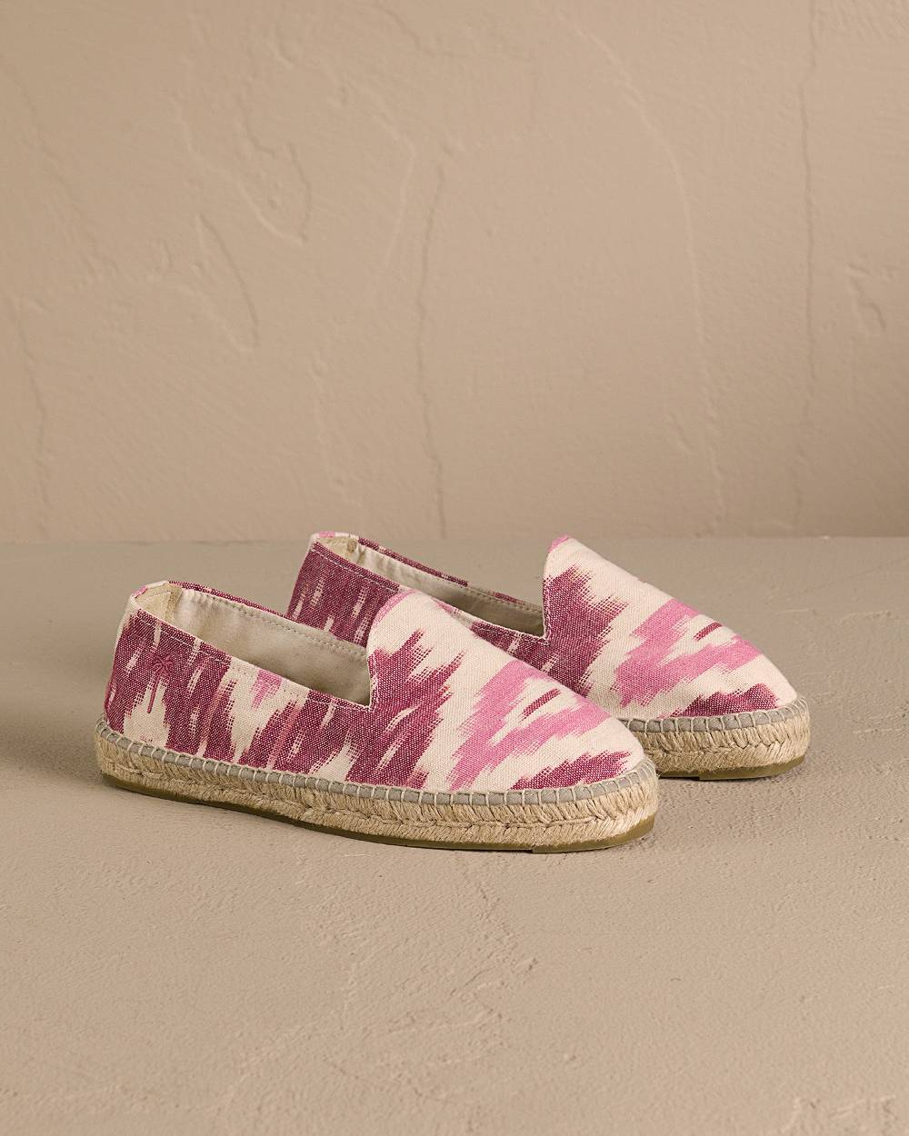 Manebí Dyed Cotton Espadrilles - Pink And White Ikat Offerte giornaliere