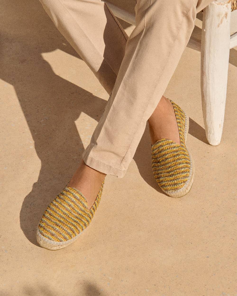 Manebí Woven Raffia Stripes|Espadrilles - Sage \u0026 Cocoa On Beige Ultimi tre giorni