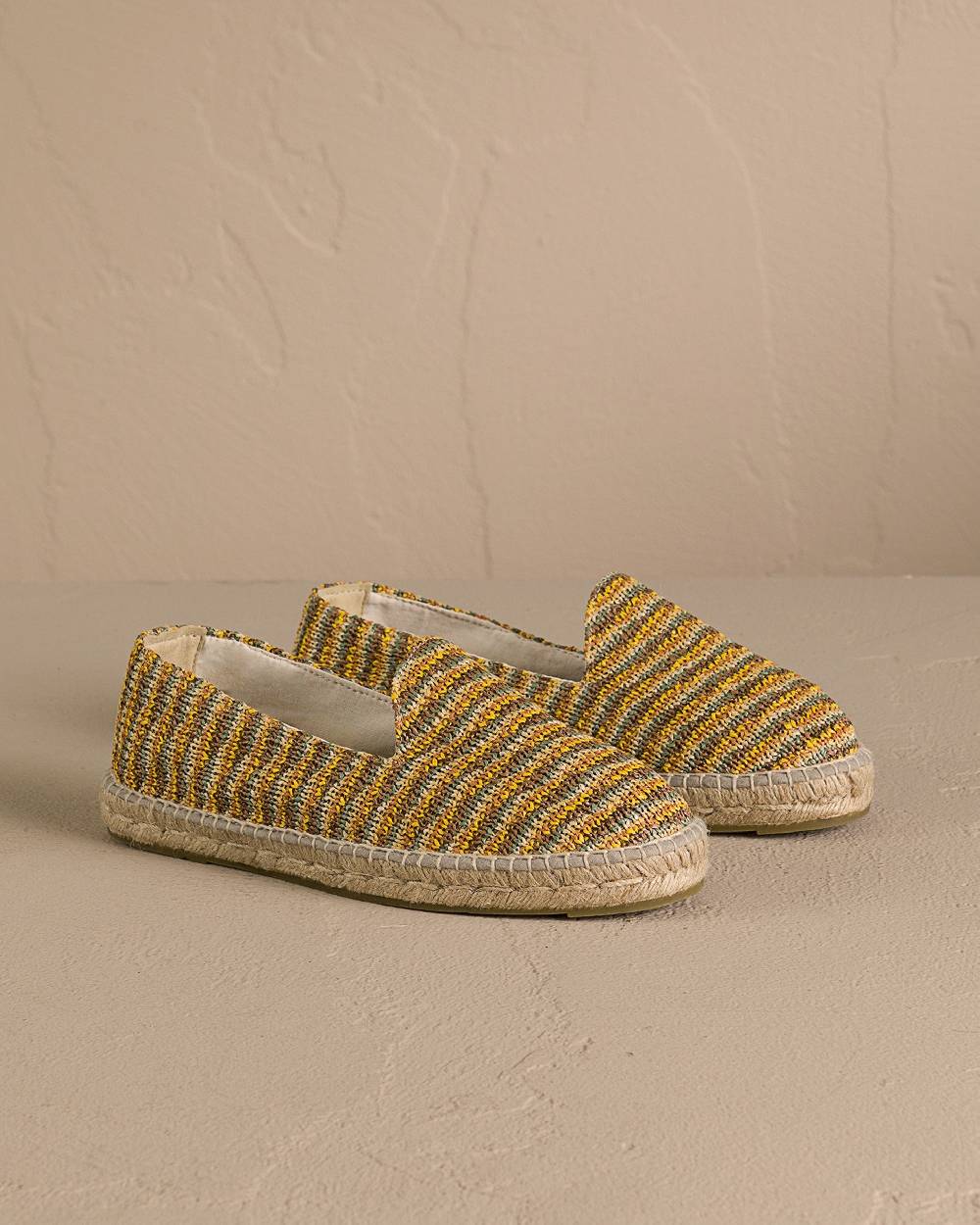 Manebí Woven Raffia Stripes|Espadrilles - Sage \u0026 Cocoa On Beige Ultimi tre giorni