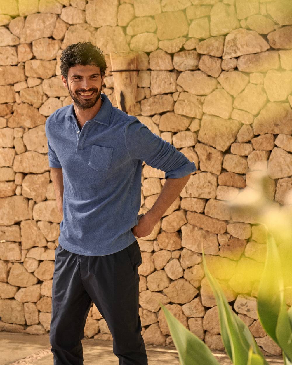 Manebí Organic Terry Cotton|Antonello Polo Shirt - Long Sleeve Petrole Fino al 65% di sconto