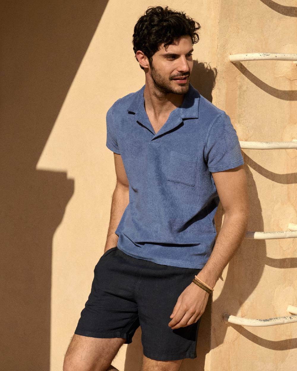Manebí Organic Terry Cotton|Olive Polo Shirt - Short Sleeves Petrole Offerta speciale della fabbrica