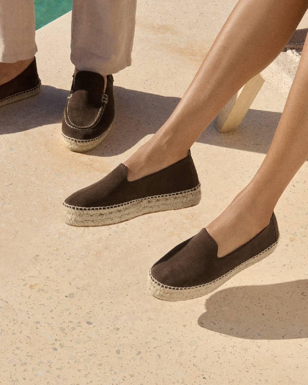 Manebí Suede Double Sole Espadrilles - Hamptons Cocoa Sostegno trimestrale