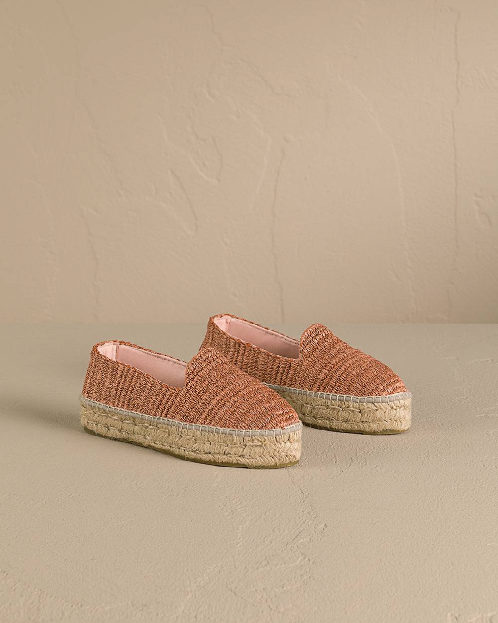 Manebí Raffia Stripes Double Sole Espadrilles - Yucatán Orange Rust Solo un giorno rimasto