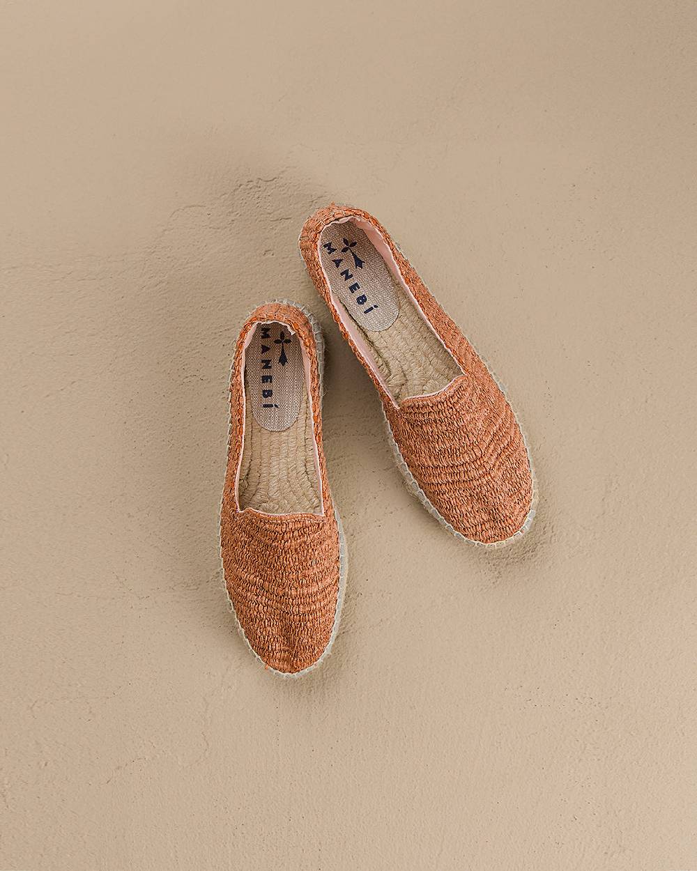 Manebí Raffia Stripes Double Sole Espadrilles - Yucatán Orange Rust Solo un giorno rimasto