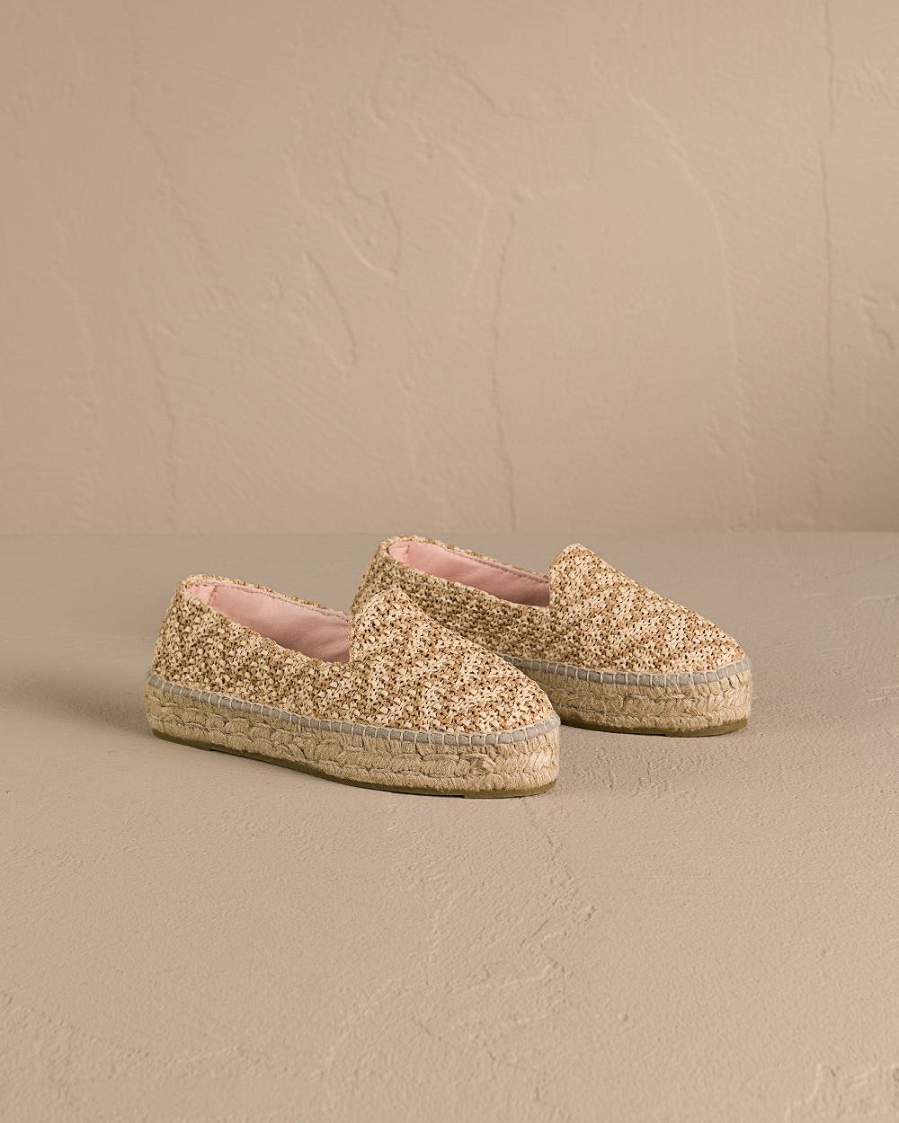 Manebí Raffia Zig-Zag Double Sole|Espadrilles - Cream \u0026 Natural Super sconto