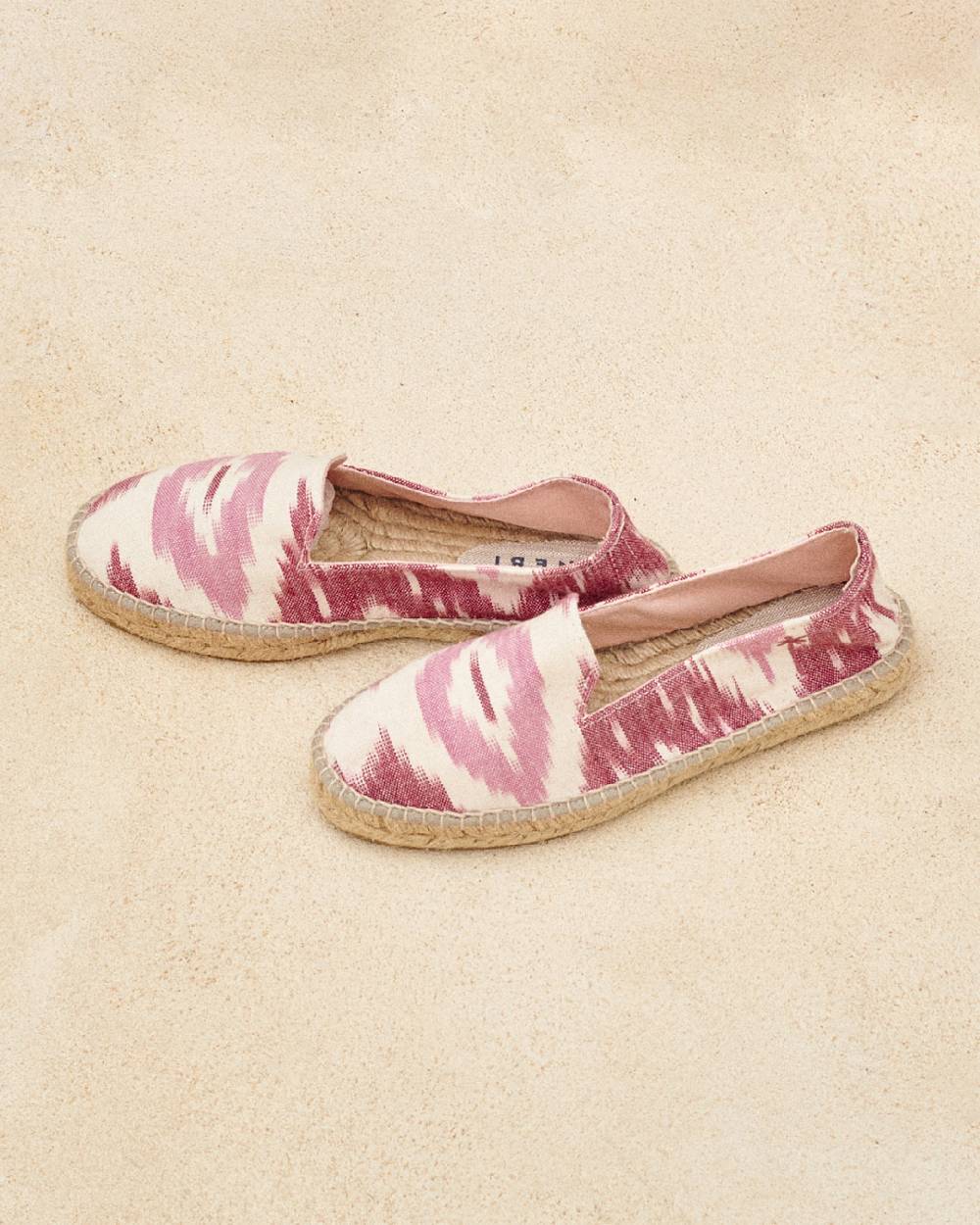 Manebí Dyed Cotton Flat Espadrilles - Tulum Pink And White Ikat 50% di sconto con spedizione gratuita