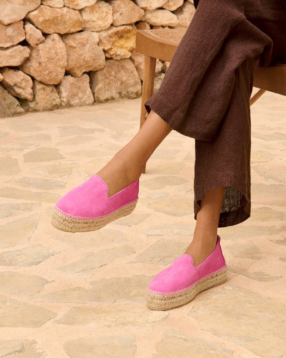Manebí Espadrillas con doppia suola in pelle scamosciata - Hamptons - Bold Pink Duty-free
