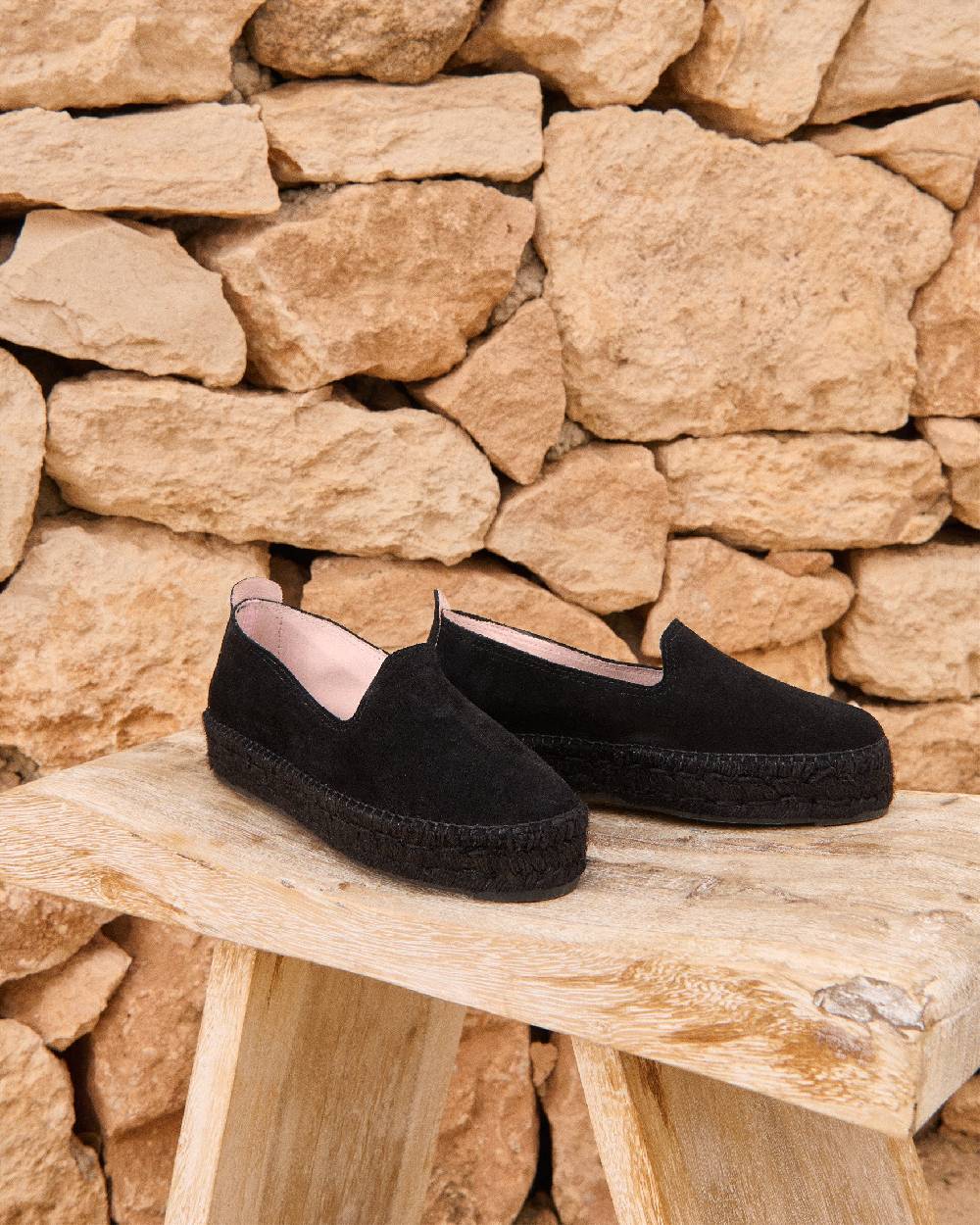 Manebí Suede Double Sole Espadrilles - Hamptons Black On Tone 2025