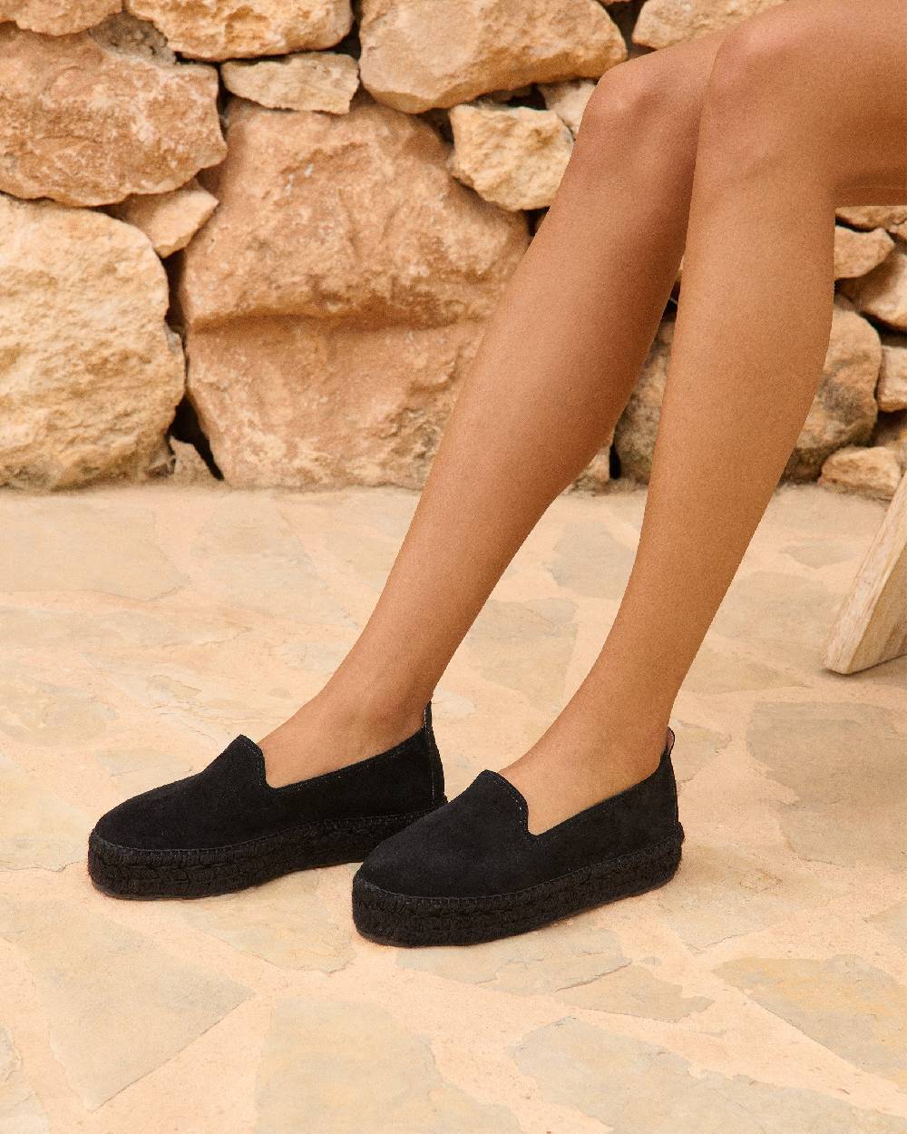 Manebí Suede Double Sole Espadrilles - Hamptons Black On Tone 2025