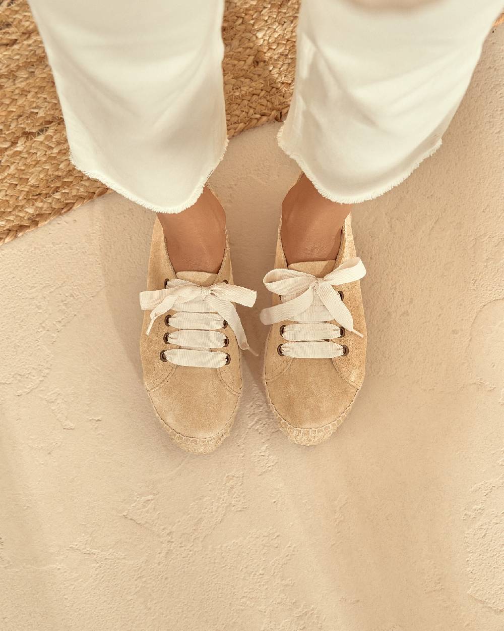 Manebí Espadrillas stringate - Hamptons - Beige champagne Nuovo