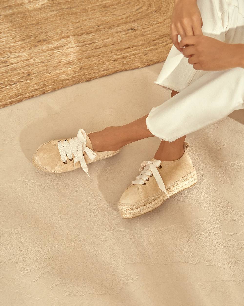 Manebí Espadrillas stringate - Hamptons - Beige champagne Nuovo