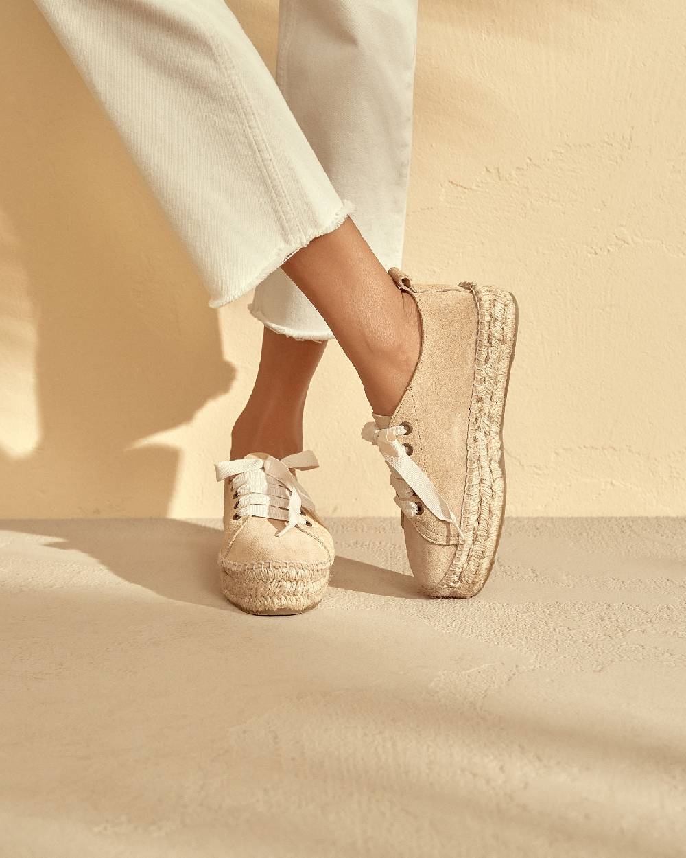 Manebí Espadrillas stringate - Hamptons - Beige champagne Nuovo