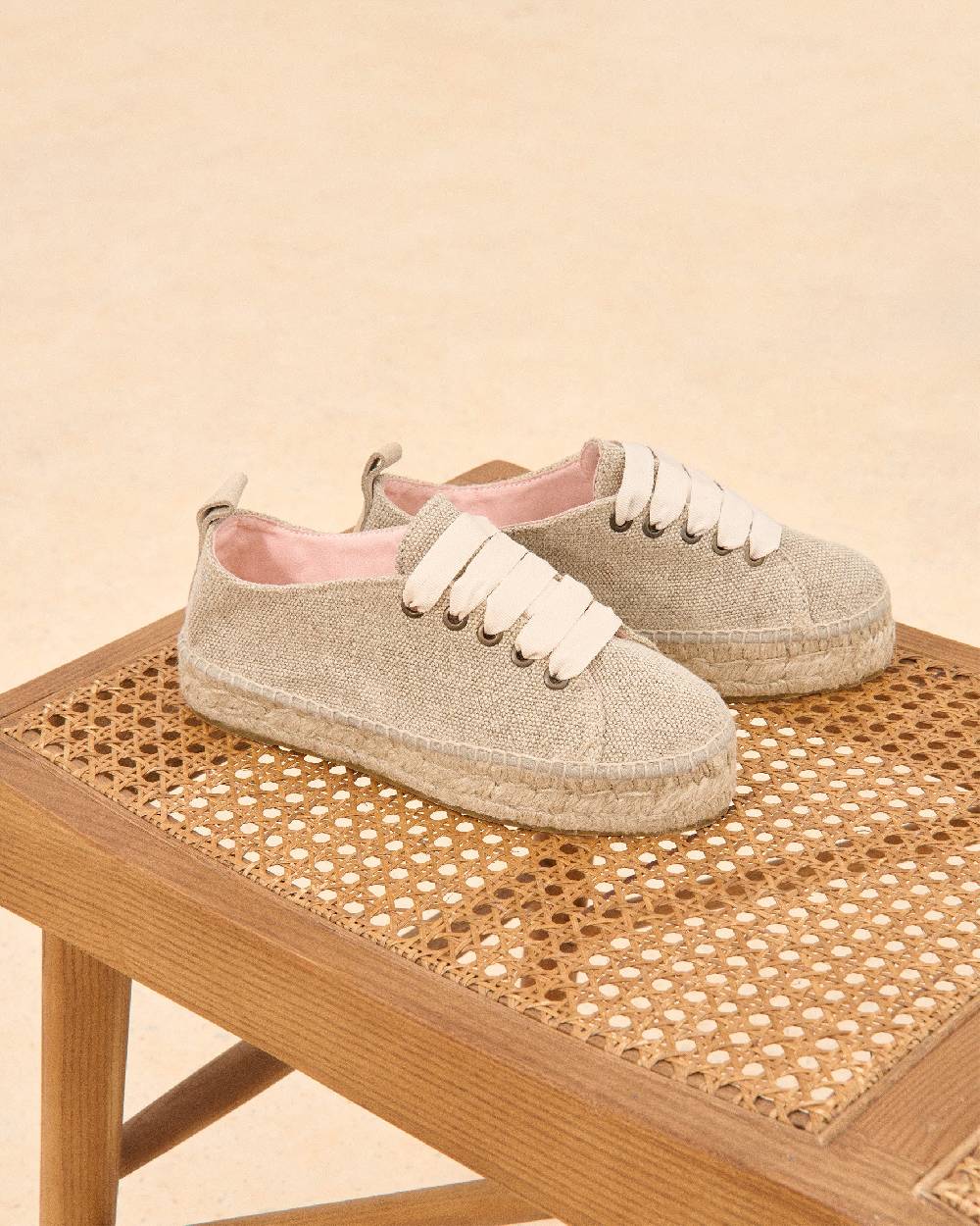Manebí Organic Hemp Lace-Up Espadrilles - La Havana Natural Qualità