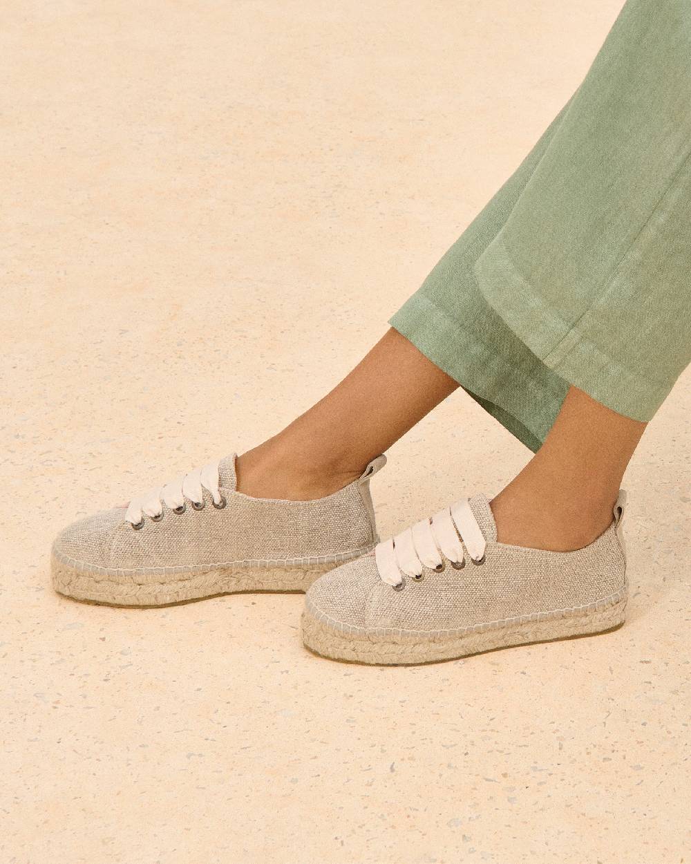 Manebí Organic Hemp Lace-Up Espadrilles - La Havana Natural Qualità