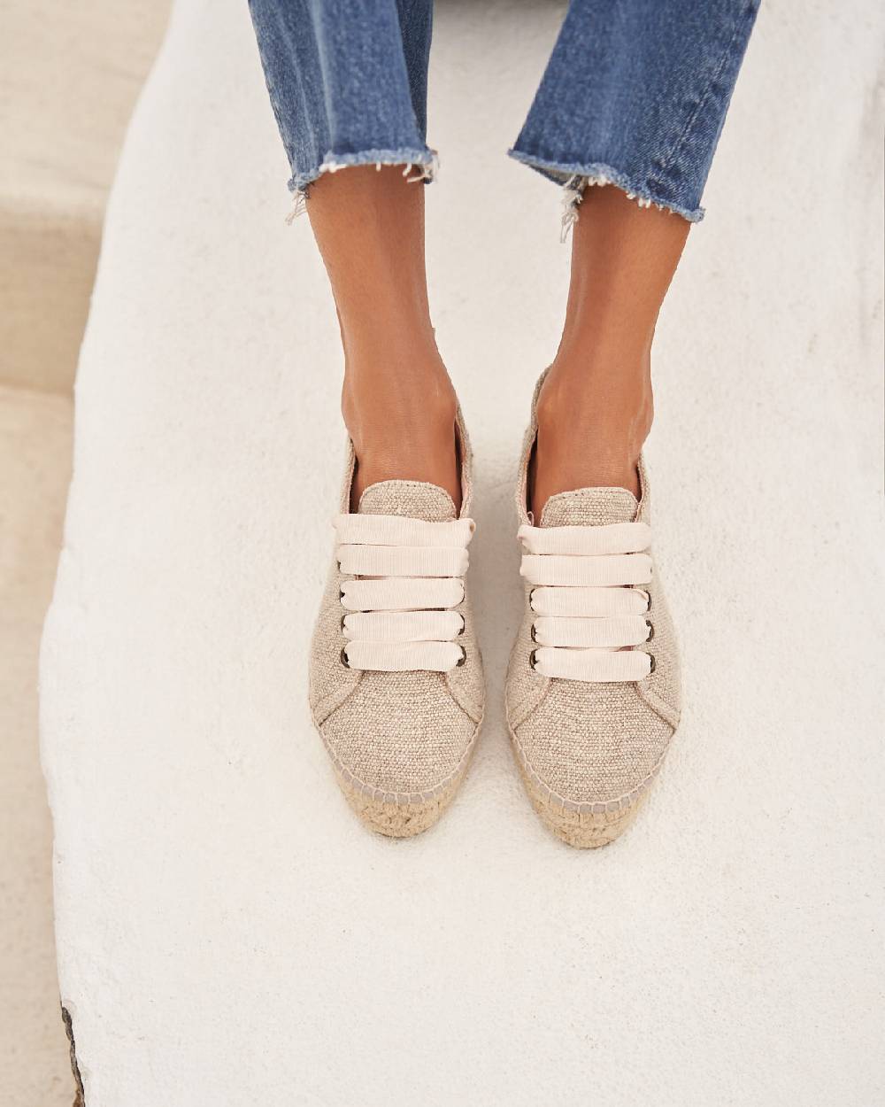 Manebí Organic Hemp Lace-Up Espadrilles - La Havana Natural Qualità