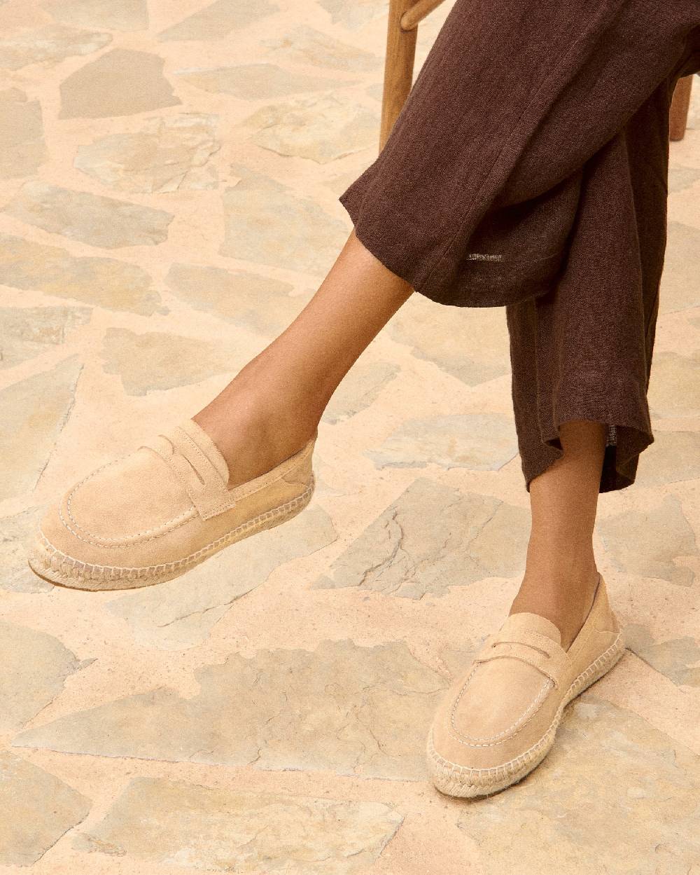 Manebí Suede Loafers Espadrilles - Hamptons Champagne Beige Sottocosto