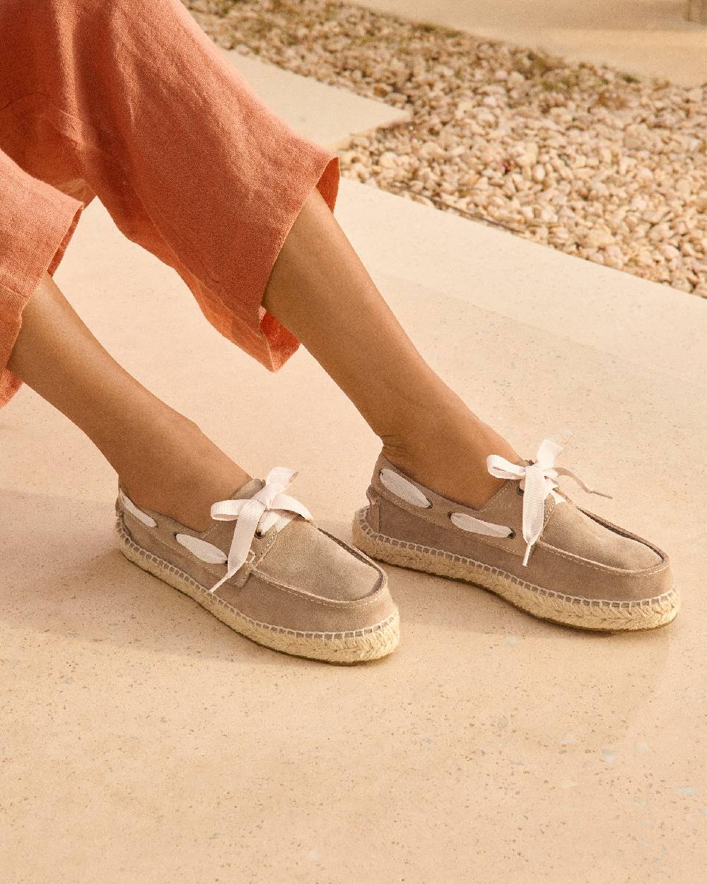 Manebí Scarpe da barca - Hamptons - Vintage Taupe Presa