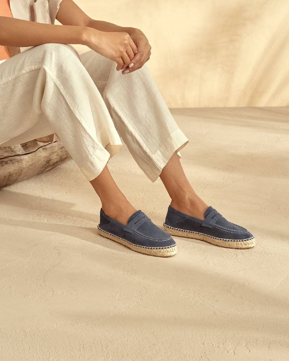 Manebí Mocassini Espadrillas in pelle scamosciata - Hamptons - Patriot Blu Sconto