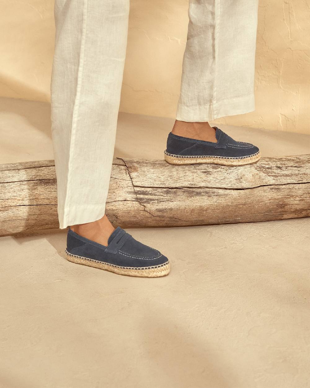 Manebí Mocassini Espadrillas in pelle scamosciata - Hamptons - Patriot Blu Sconto