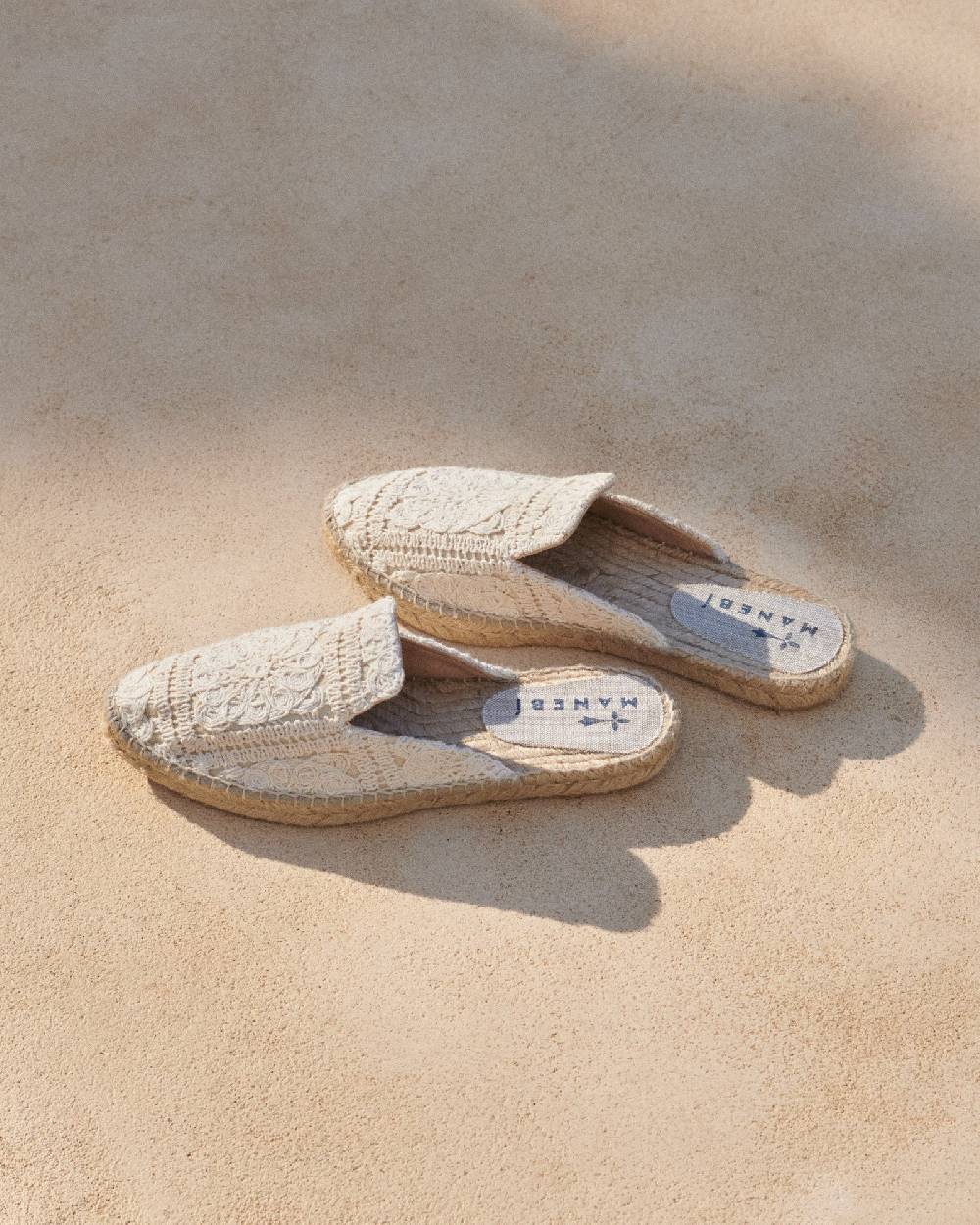 Manebí Cotton Crochet Mules - Yucatán Natural Vendite Flash
