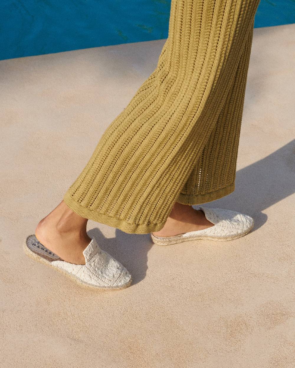 Manebí Cotton Crochet Mules - Yucatán Natural Vendite Flash