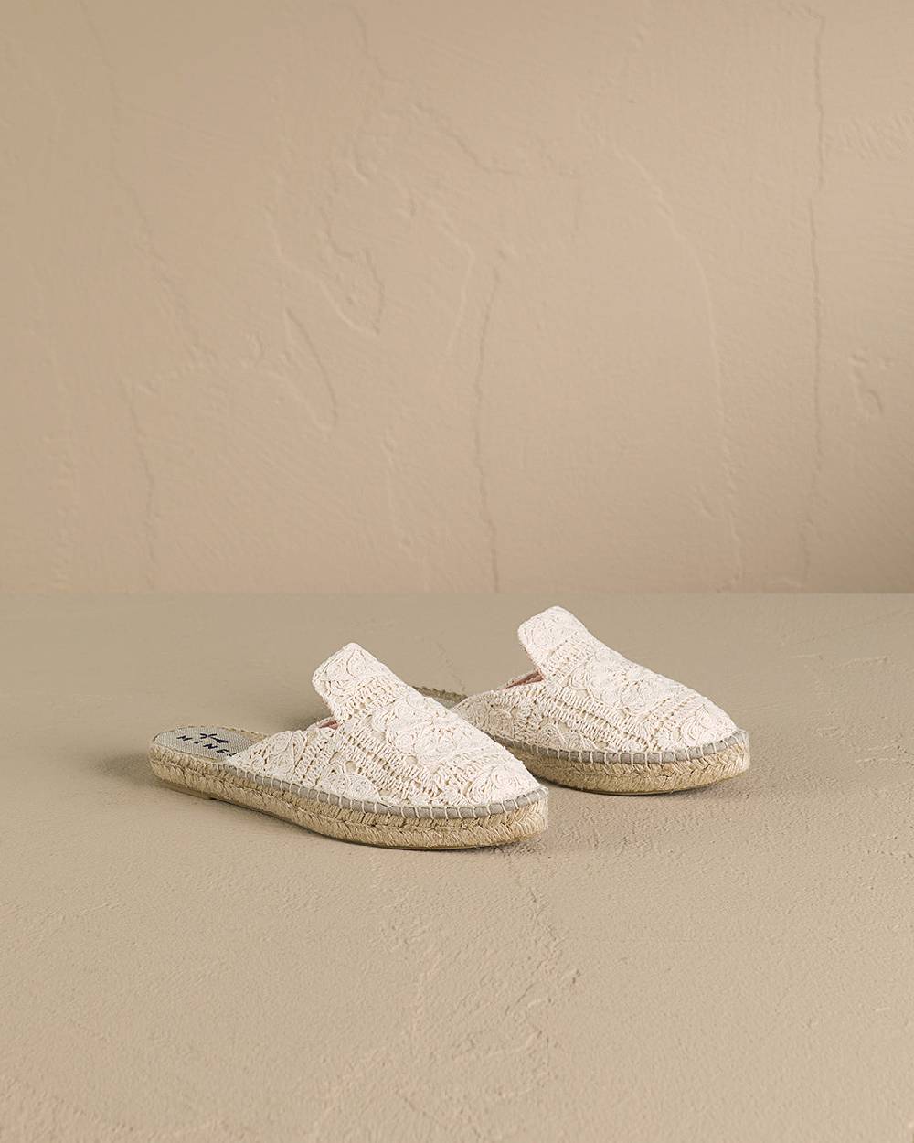 Manebí Cotton Crochet Mules - Yucatán Natural Vendite Flash