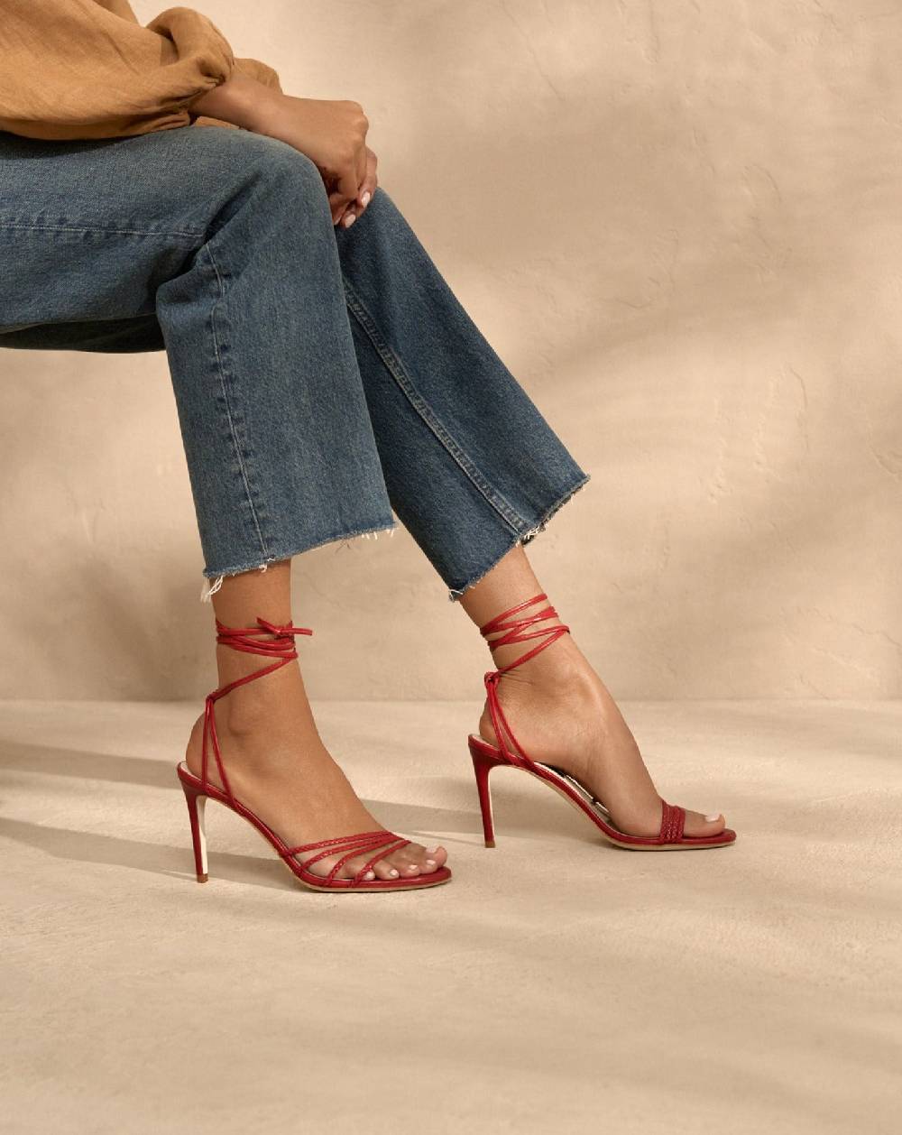 Manebí Savana Leather Braided Heels - Lace Up Bordeaux Grande vendita