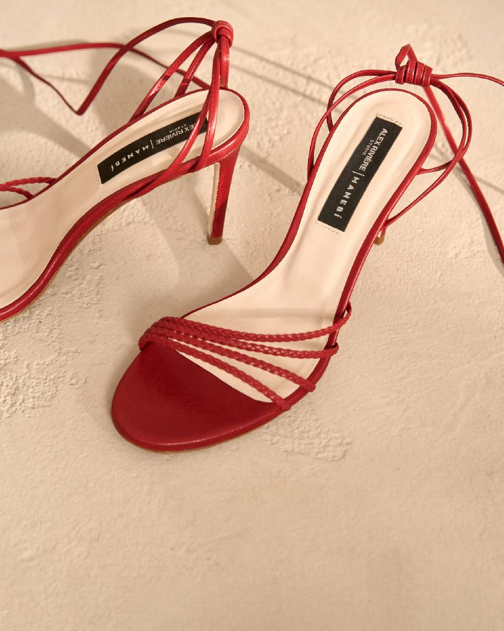 Manebí Savana Leather Braided Heels - Lace Up Bordeaux Grande vendita