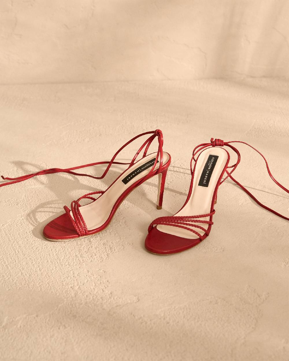 Manebí Savana Leather Braided Heels - Lace Up Bordeaux Grande vendita