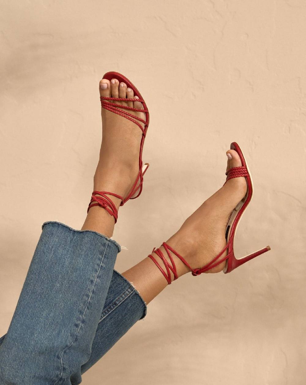 Manebí Savana Leather Braided Heels - Lace Up Bordeaux Grande vendita