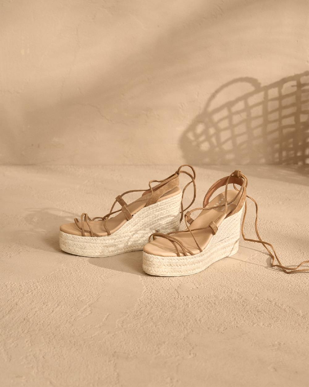 Manebí Portofino Soft Suede|Wedge Espadrilles - Lace-Up Tobacco Shopping online