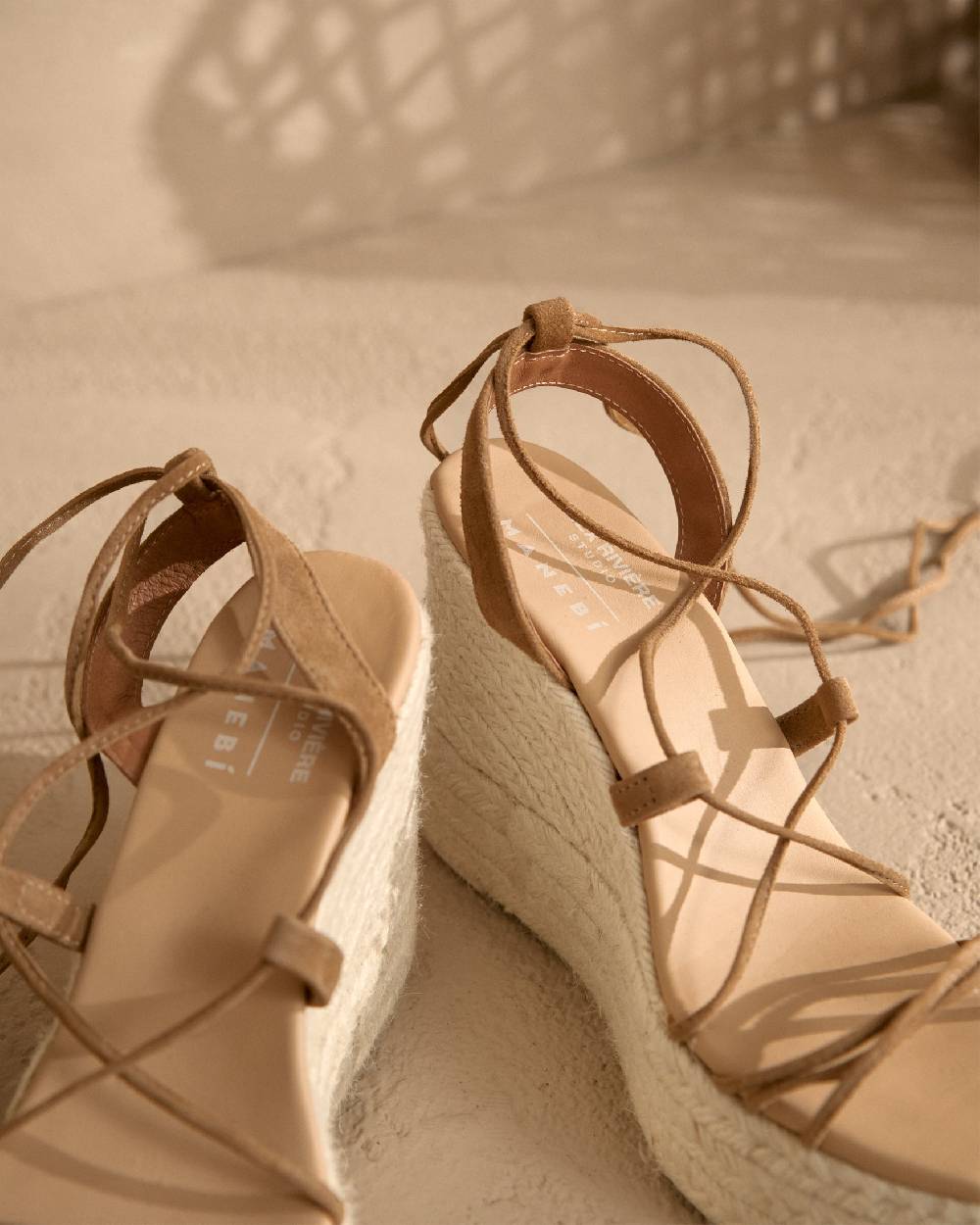 Manebí Portofino Soft Suede|Wedge Espadrilles - Lace-Up Tobacco Shopping online