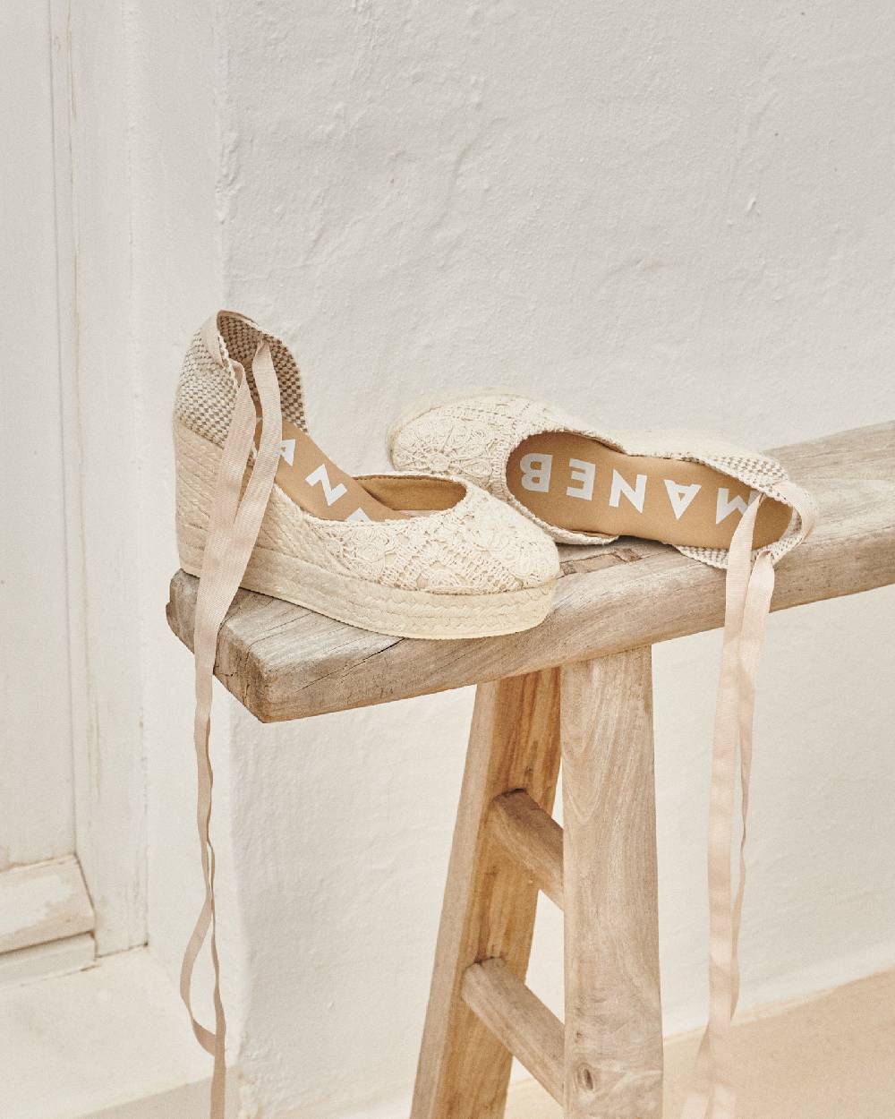 Manebí Cotton Crochet|Wedge Espadrilles - Natural Cyber Monday