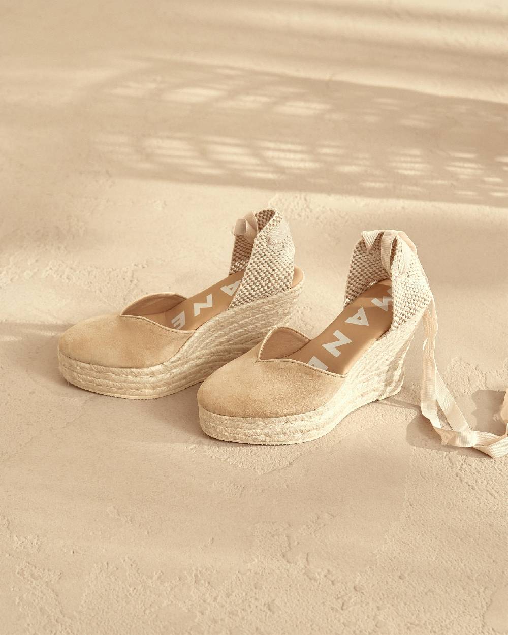 Manebí Soft Suede Heart-Shaped|Wedge Espadrilles - Hamptons Champagne Beige Offerta Pasqua