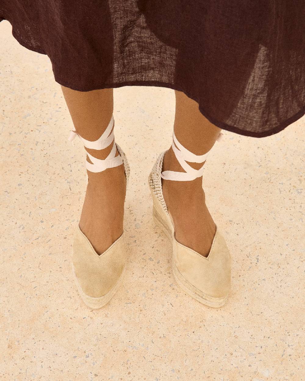 Manebí Soft Suede Heart-Shaped|Wedge Espadrilles - Hamptons Champagne Beige Offerta Pasqua
