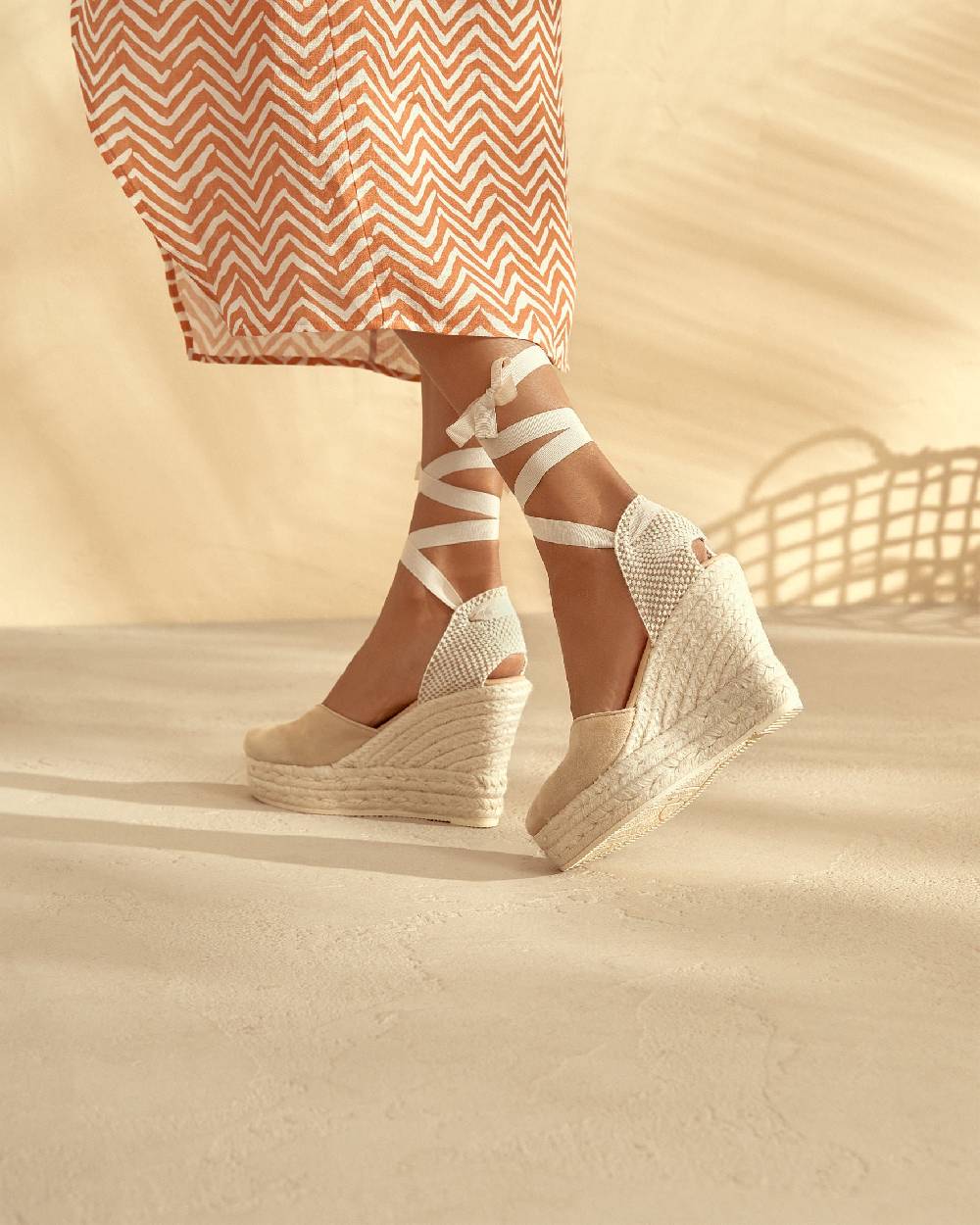 Manebí Soft Suede Heart-Shaped|Wedge Espadrilles - Hamptons Champagne Beige Offerta Pasqua