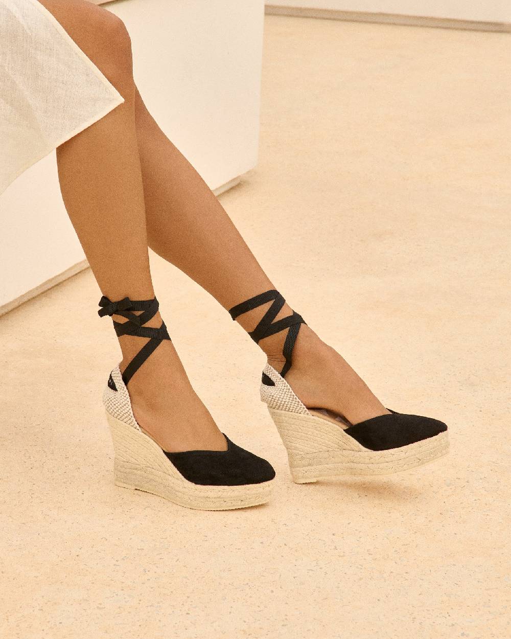 Manebí Soft Suede Heart-Shaped|Wedge Espadrilles - Hamptons Black Offerta Giorno del Papà