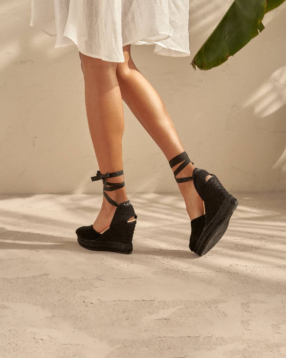 Manebí Soft Suede Heart-Shaped|Wedge Espadrilles - Hamptons Black On Tone Offerta San Valentino