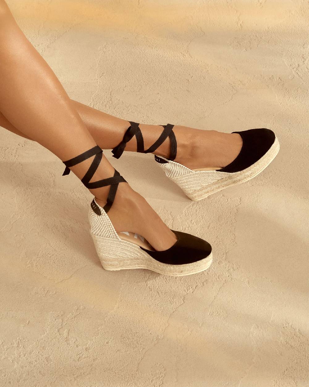 Manebí Soft Suede Wedge Espadrilles - Hamptons Black Offerta migliore