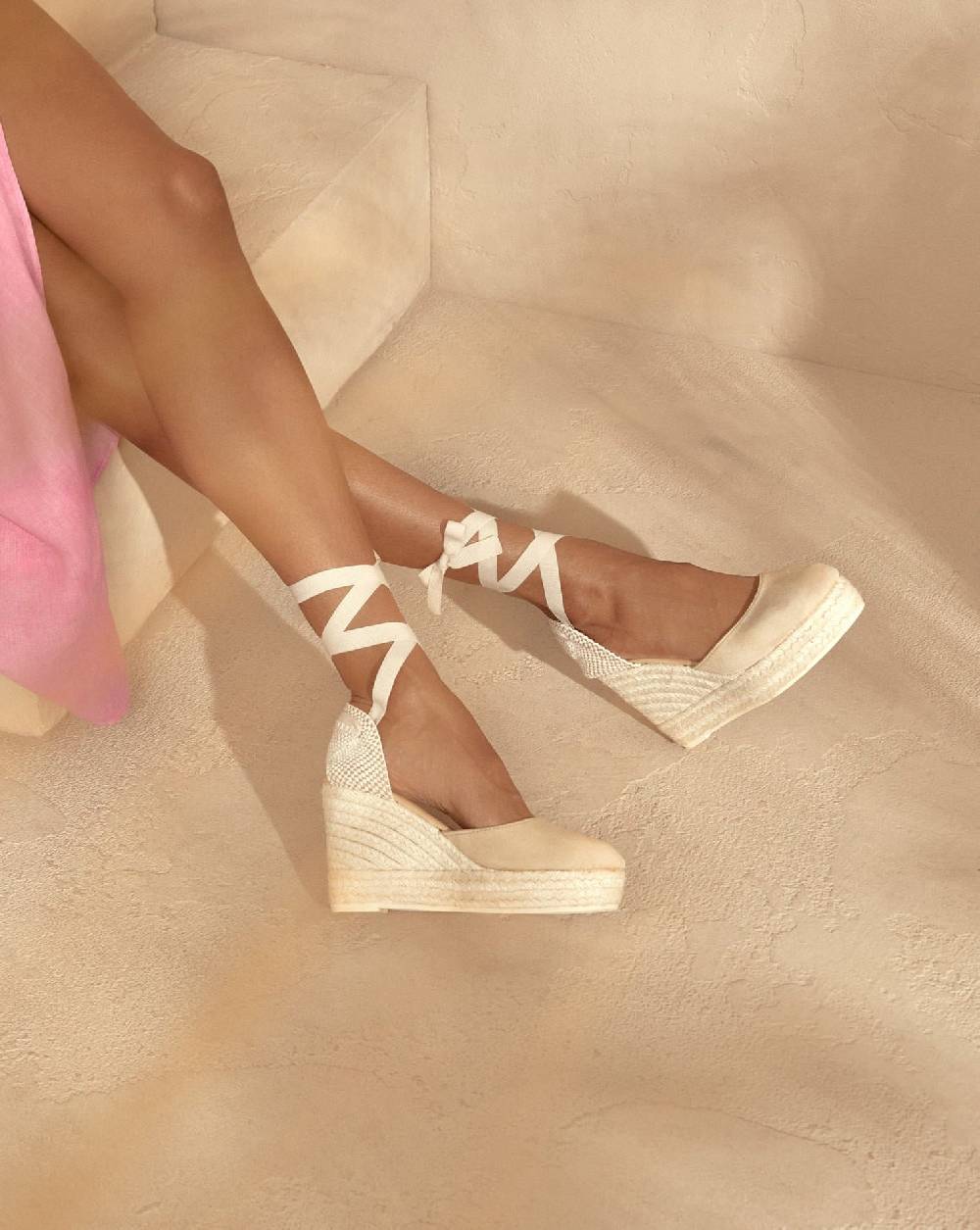 Manebí Soft Suede Wedge Espadrilles - Hamptons Champagne Beige Latest fashion